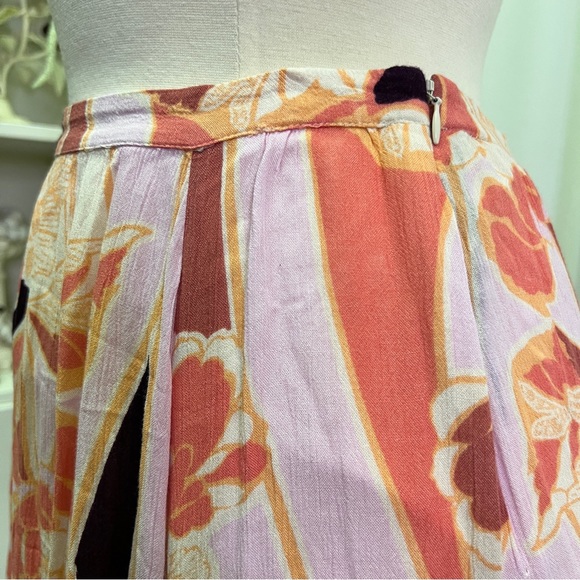 Free People Bring Back The Summer Ruffle Maxi Skirt Pink and Purple Floral - Picture 4 of 13